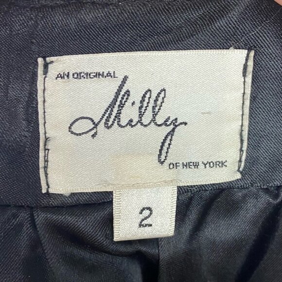 Milly Of New York Black Velvet Mini Skirt Original Size‎ 2 Pockets Minimalist - Picture 6 of 8